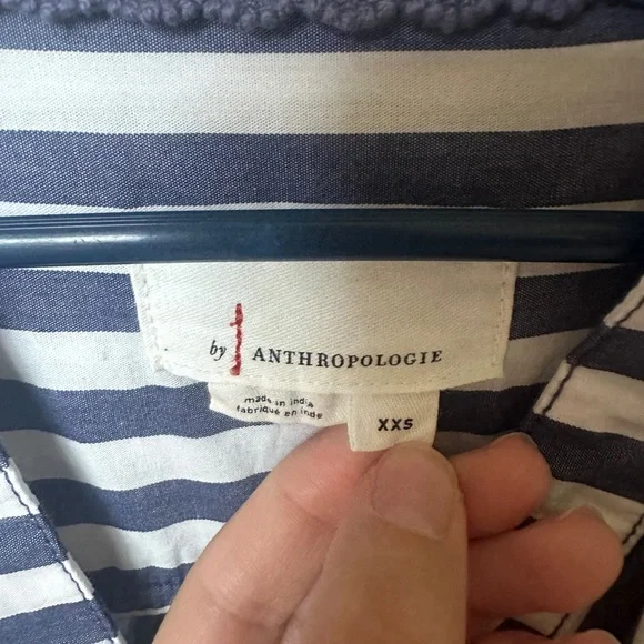 Anthropologie Navy and White Striped Blouse - Picture 3 of 5